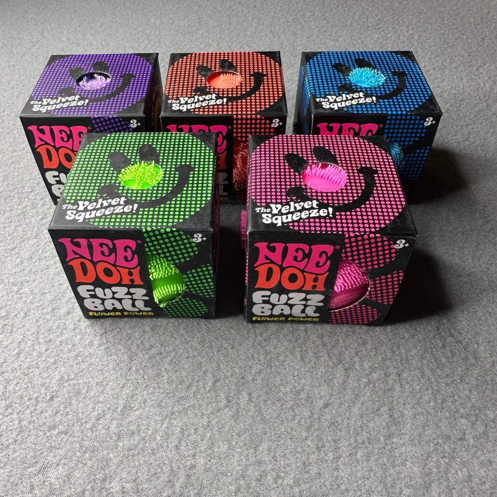 Schylling NeeDoh Fuzz Ball Unisex OS Multi 5 Pack Velvet Squeeze Sensory Toy